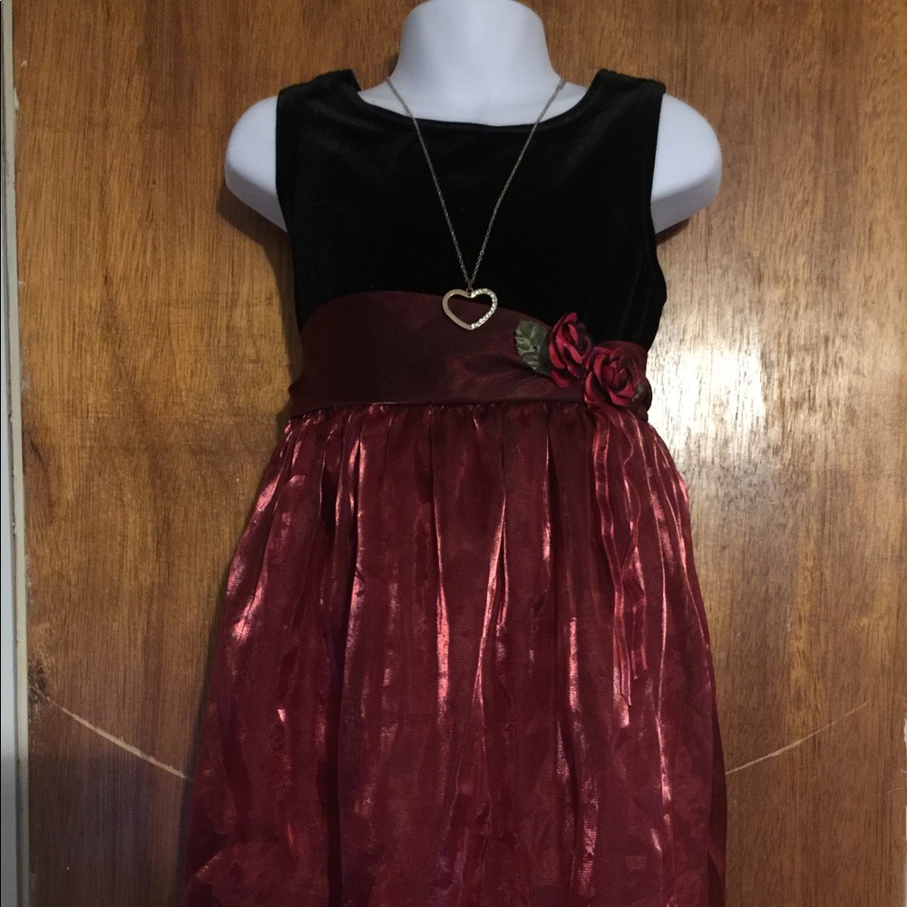 Burgundy and black sued style George dress Sz:6